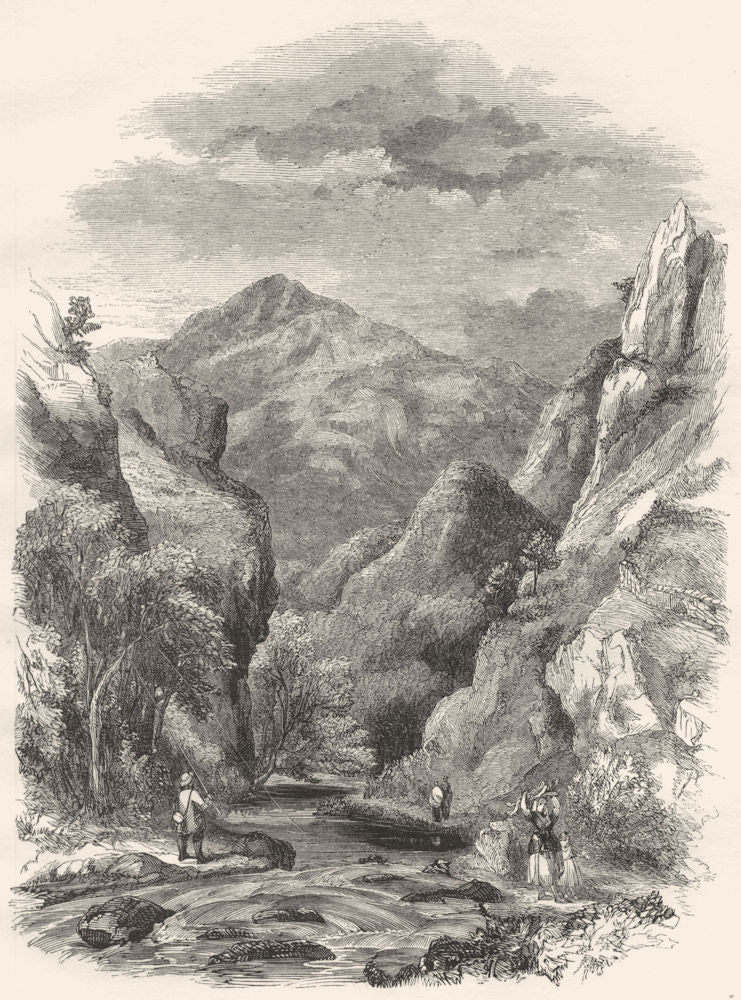 DERBYSHIRE. Dove Dale 1850 old antique vintage print picture